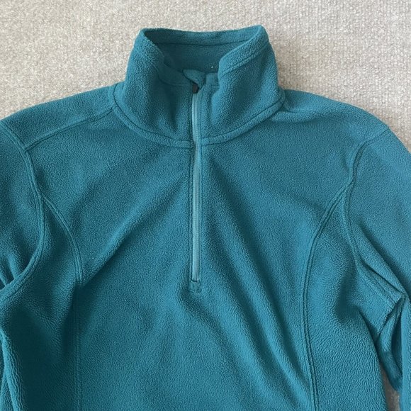 Eddie Bauer Jacket Womens XS Teal Green Fleece Quarter Zip Pullover Lightweight - Picture 2 of 8